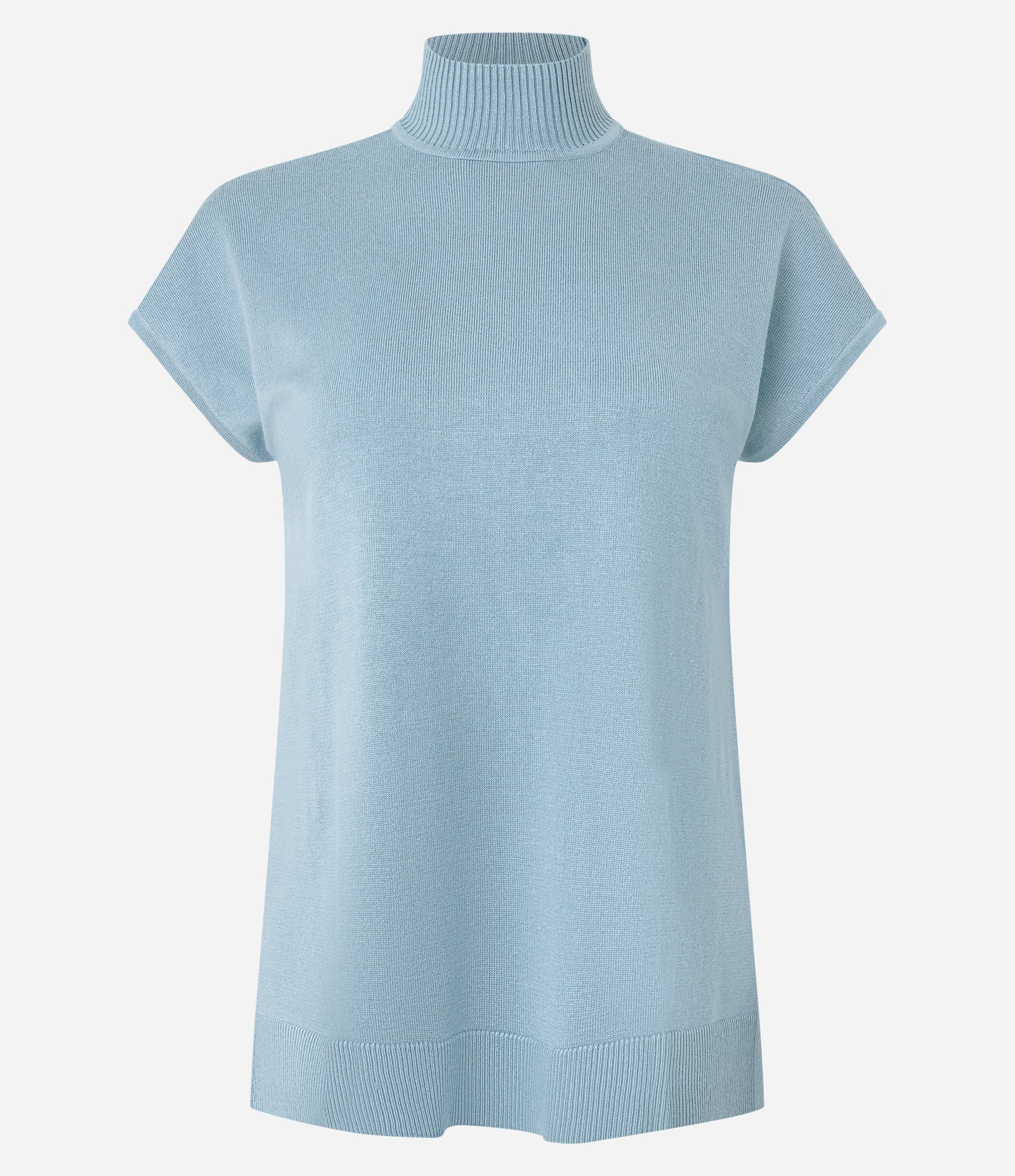 Blusa em Tricô com Gola Alta e Manga Curta Sem Cava 6