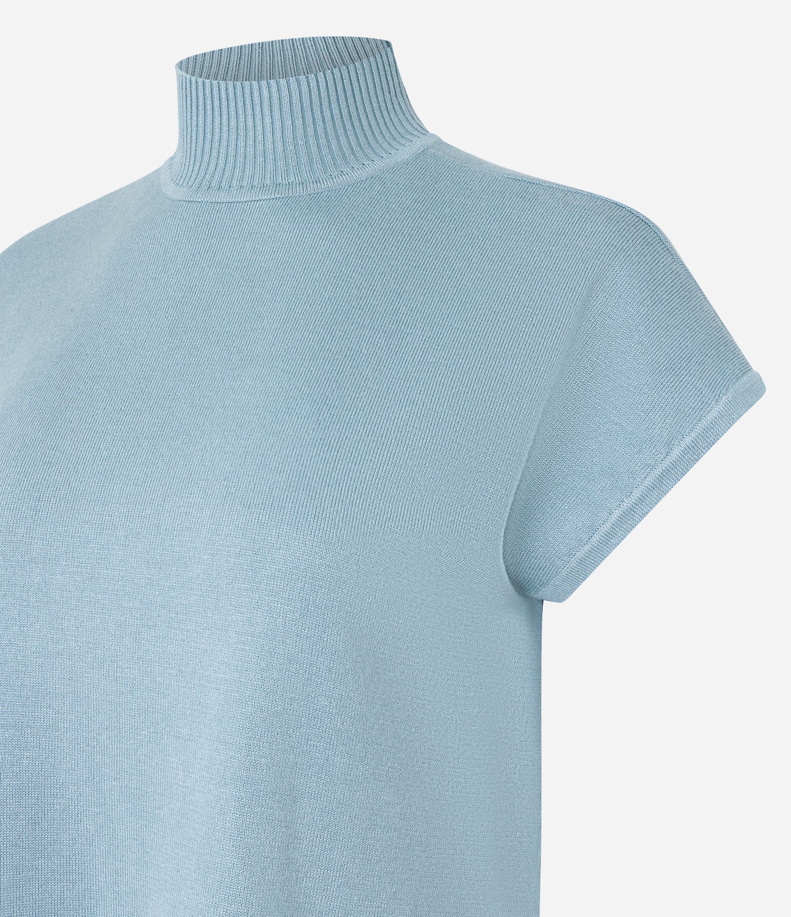 Blusa em Tricô com Gola Alta e Manga Curta Sem Cava 7