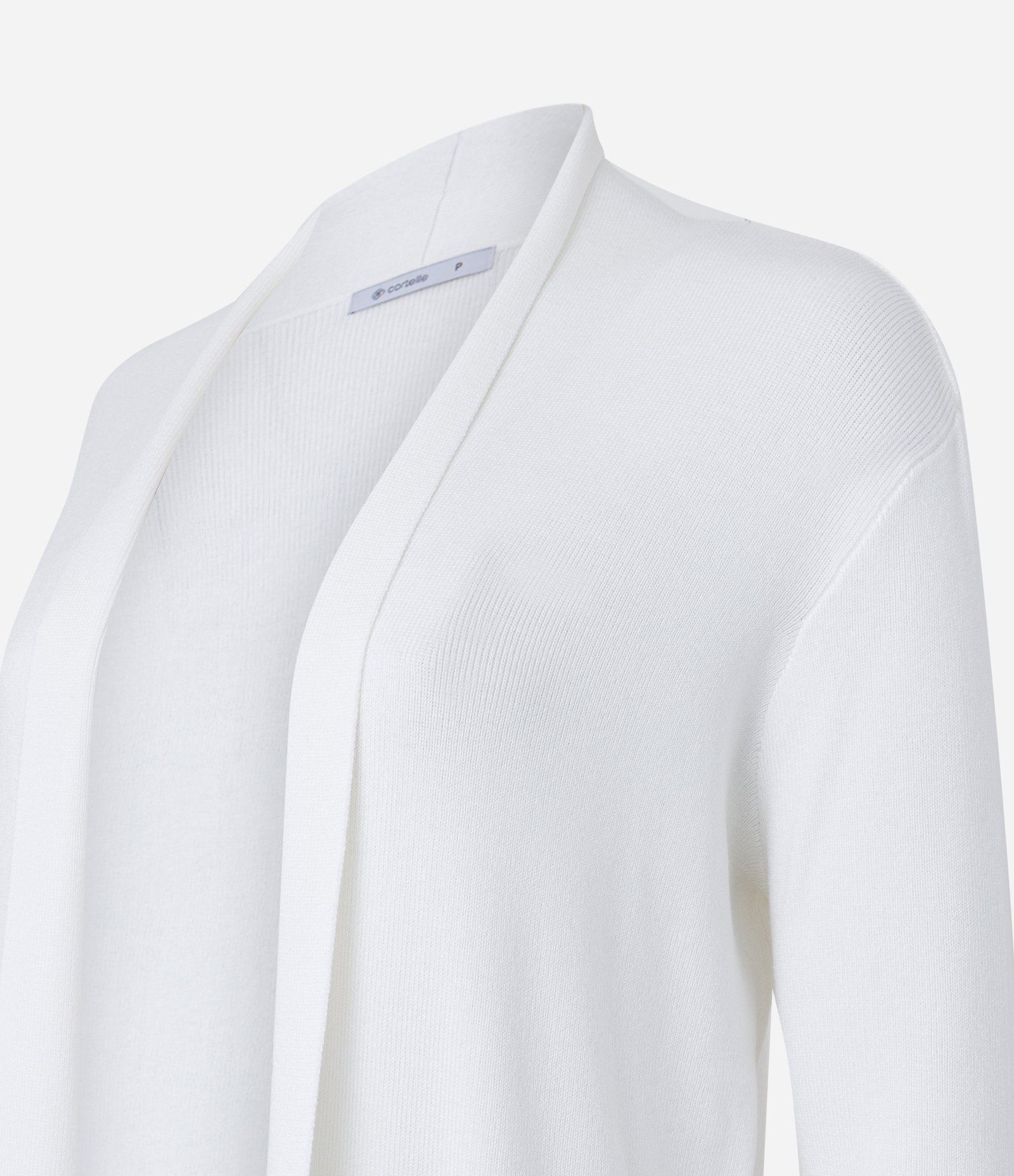 Cardigan Alongado em Tricô com Detalhes Contrastantes Branco Neve 6