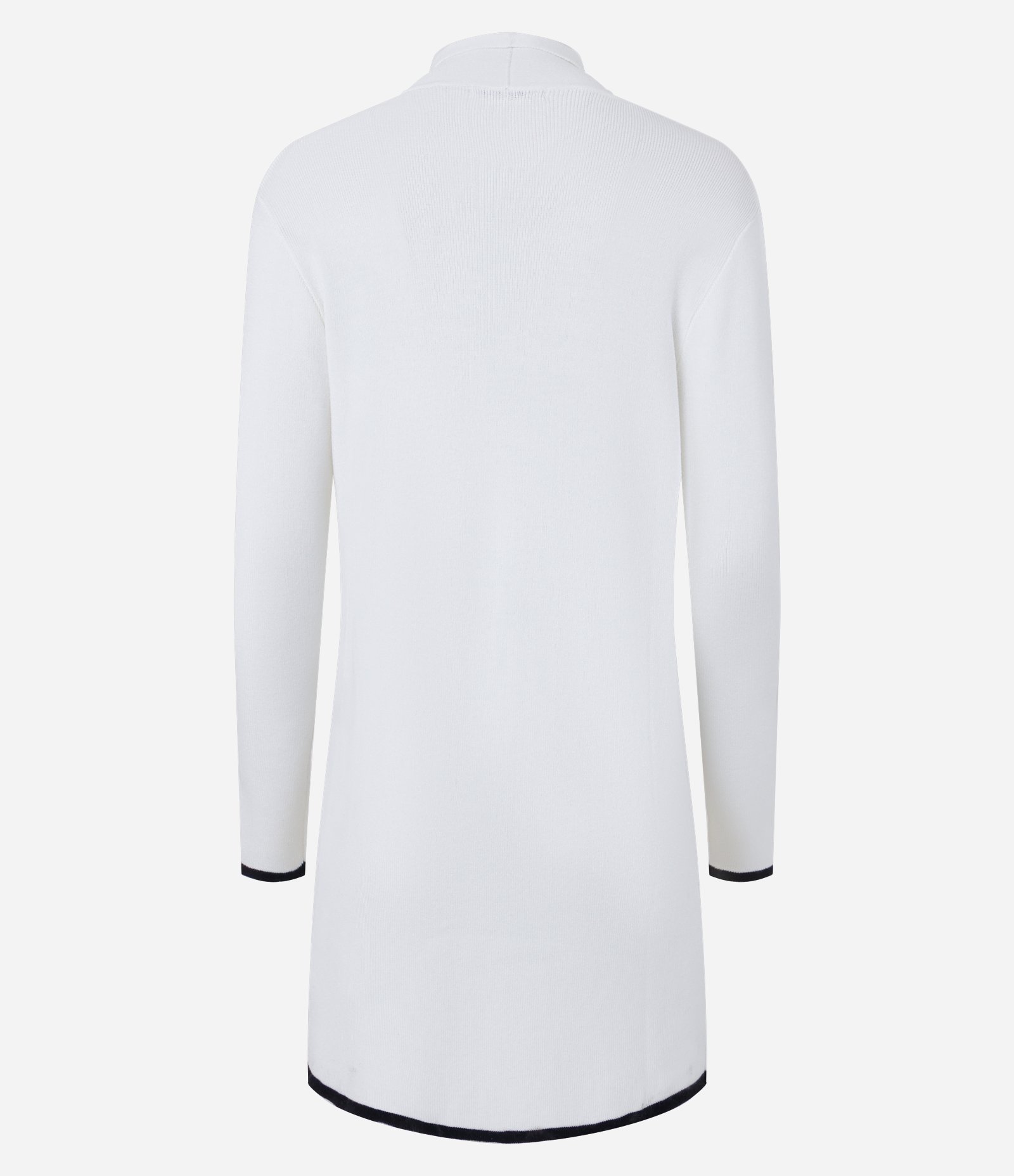 Cardigan Alongado em Tricô com Detalhes Contrastantes Branco Neve 7