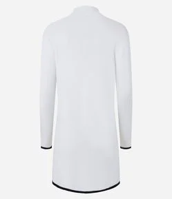 Cardigan Alongado em Tricô com Detalhes Contrastantes