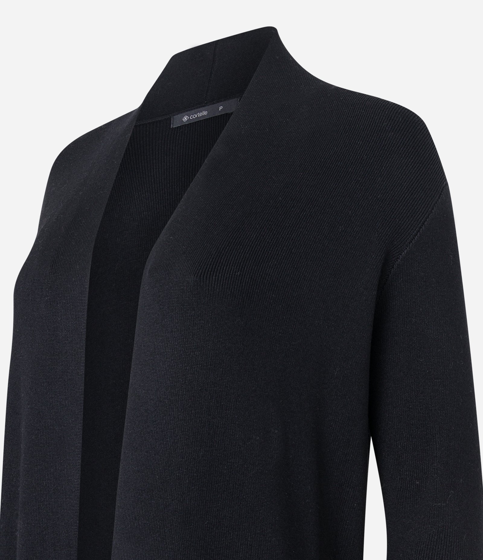 Cardigan Alongado em Tricô com Detalhes Contrastantes Preto 6
