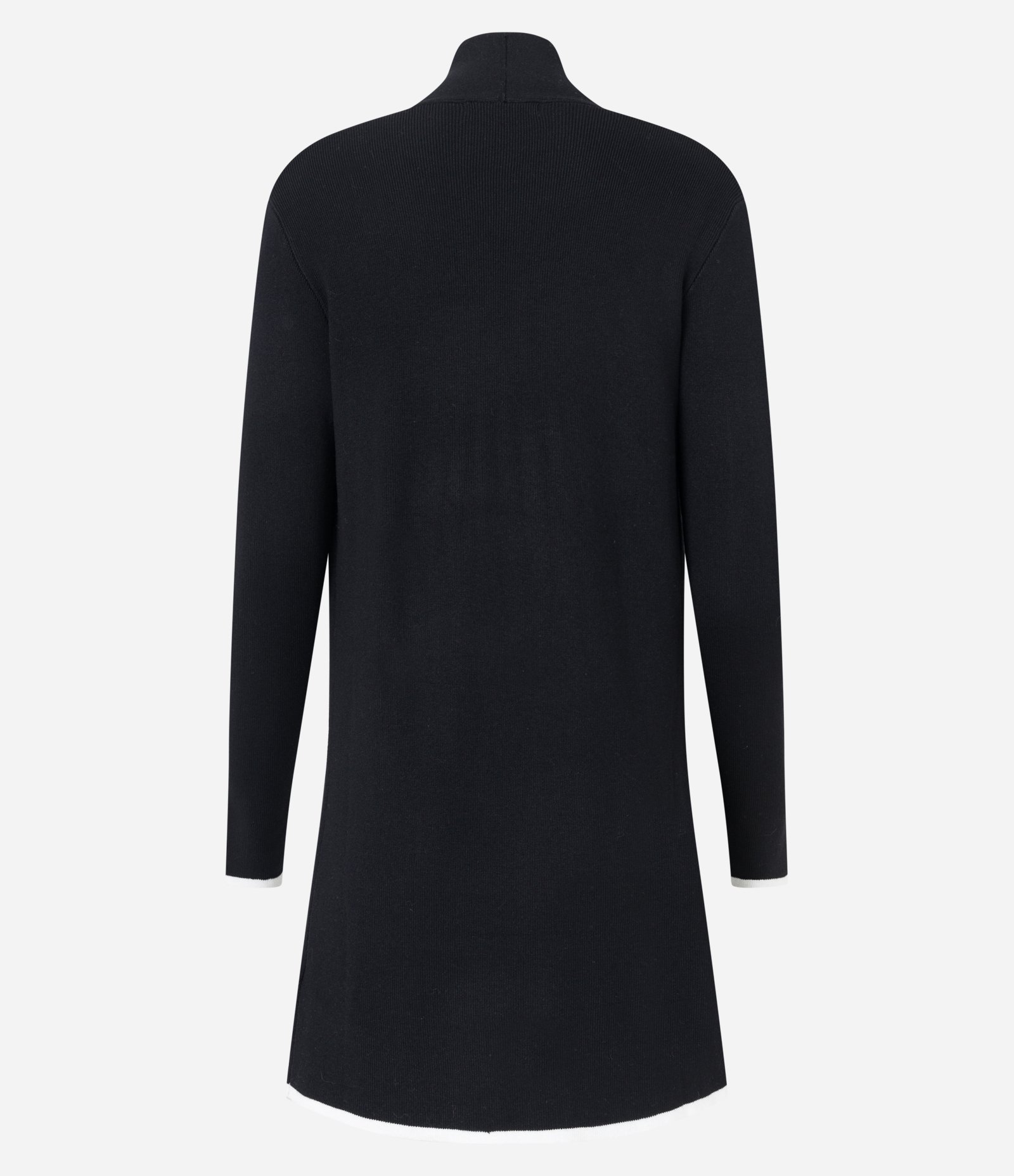 Cardigan Alongado em Tricô com Detalhes Contrastantes Preto 7