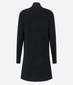 Cardigan Alongado em Tricô com Detalhes Contrastantes