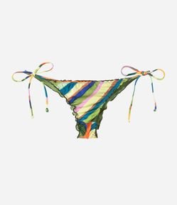 Biquíni Calcinha Lacinho em Microfibra com Frufru e Estampa de Folhagens