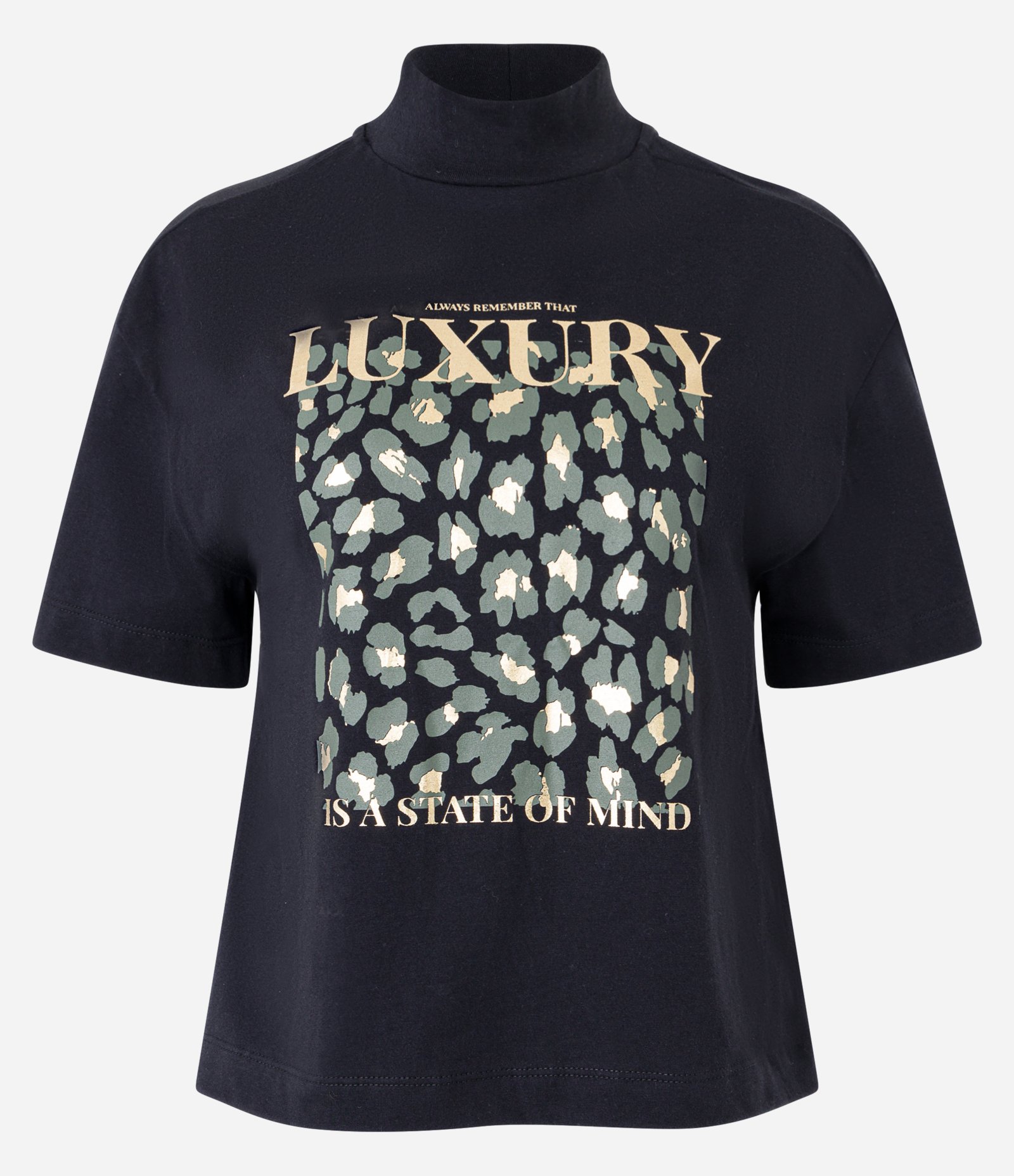 Blusa Gola Alta em Algodão com Estampa Animal Print Luxury Preto 1