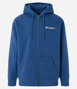 Casaco em Moletom com Zíper e Lettering  Hidden Woods