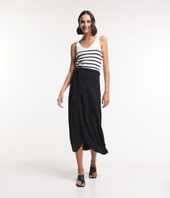 Saia Longa Evasê em Flamê com Cinto em Corda