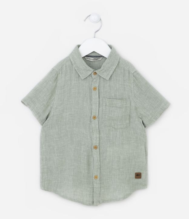 Camisa Infantil em Linho com Bolsinho - Tam 1 a 5 anos Verde 1