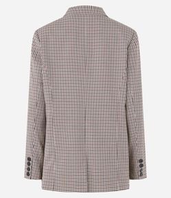 Blazer Alongado em Alfaiataria com Estampa Xadrez