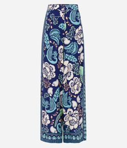 Calça Pantalona em Viscose com Estampa Floral