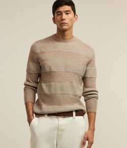 Suéter em Tricô com Listras Texturizadas