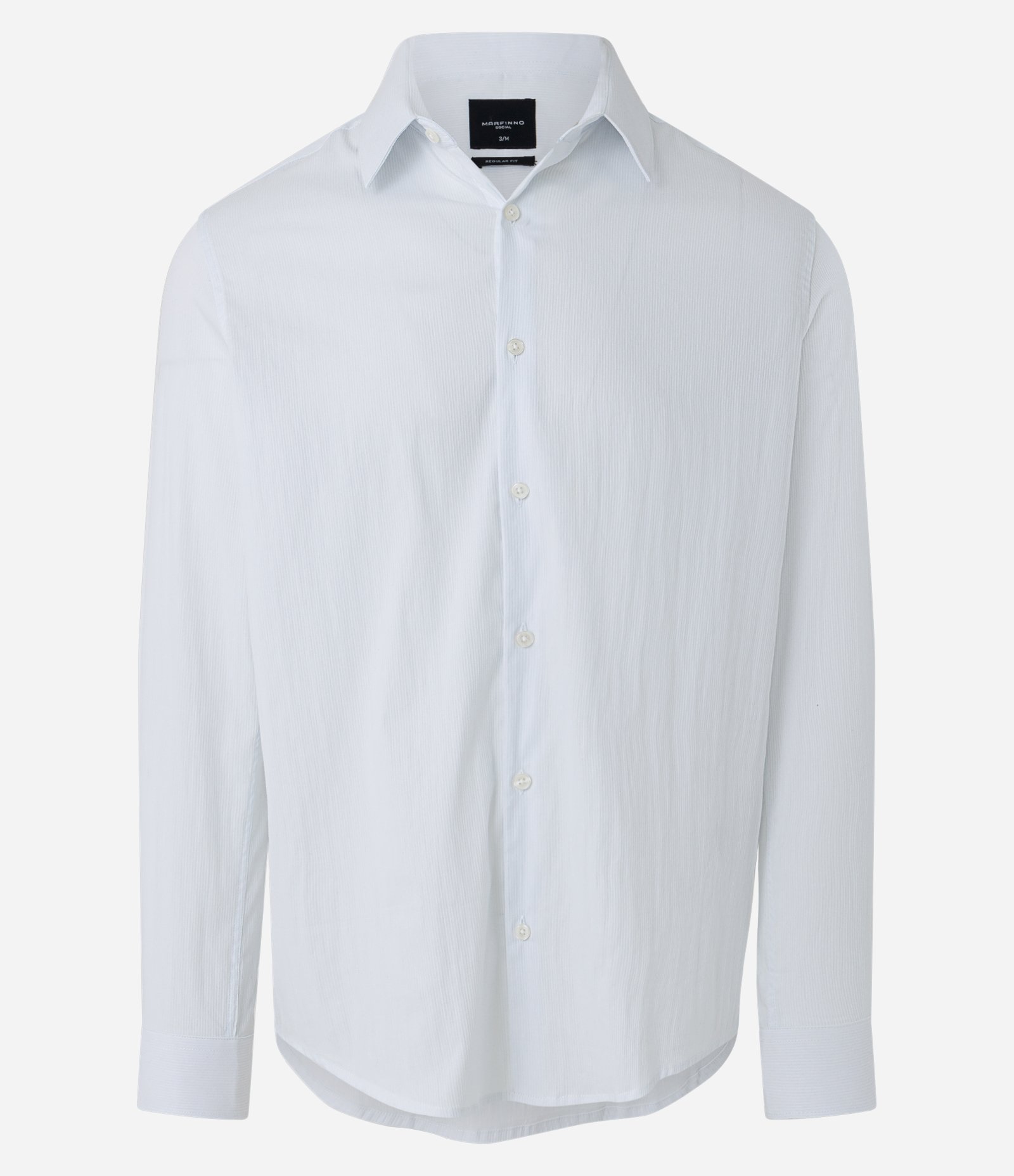 Camisa Regular Social em Algodão com Textura de Listras Branco 6