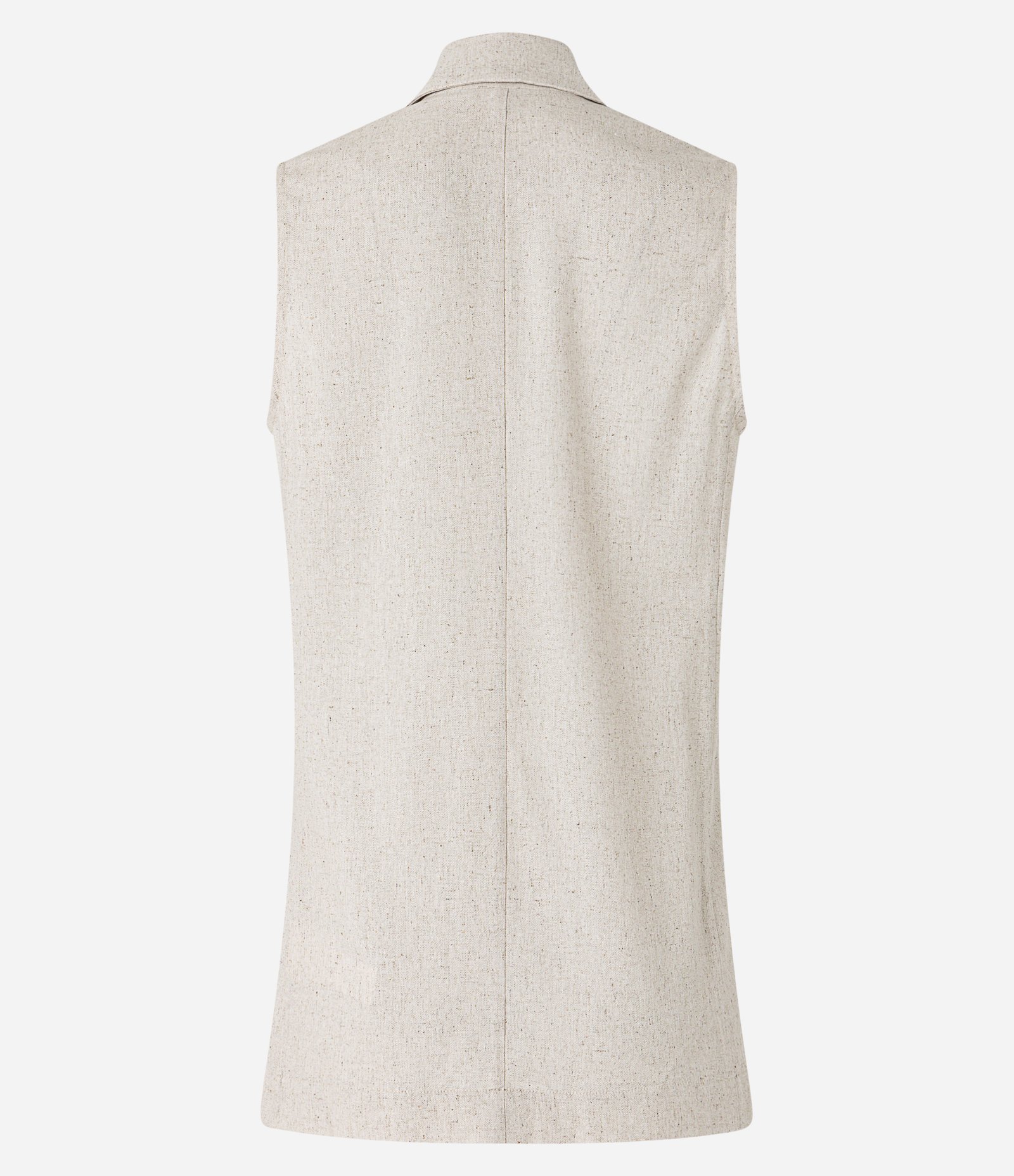 Colete Longo em Viscolinho com Lapelas e Botões Bege 7