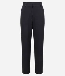 Calça Reta Alfaiatada com Passantes no Cós e Abotoamento Frontal