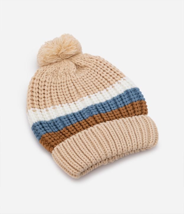 Gorro Infantil Listrado com Pompom