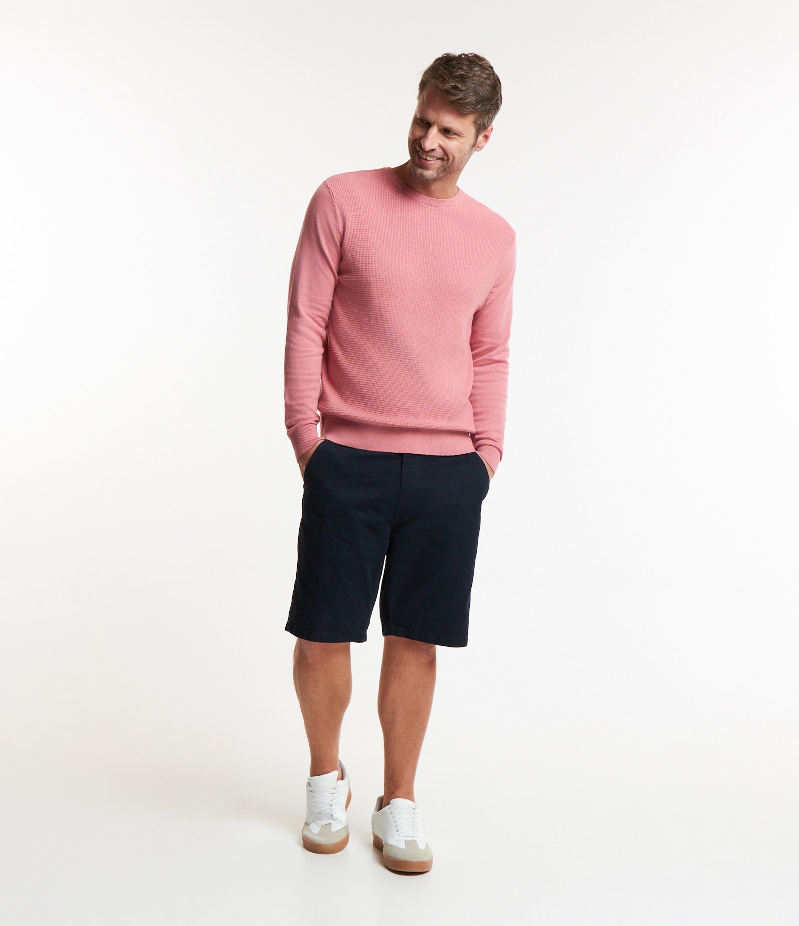 Suéter Comfort em Tricô com Textura Rosa 2