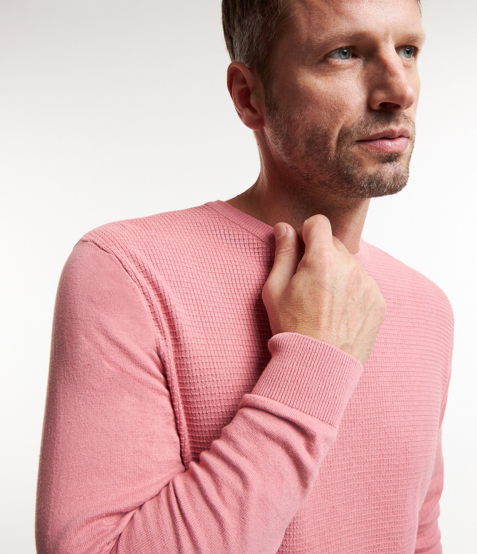 Suéter Comfort em Tricô com Textura Rosa 4