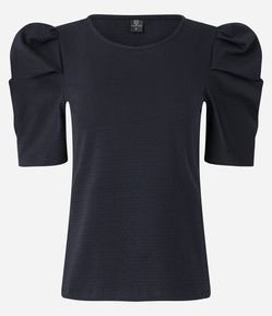 Blusa Texturizada em Algodão com Mangas Bufantes