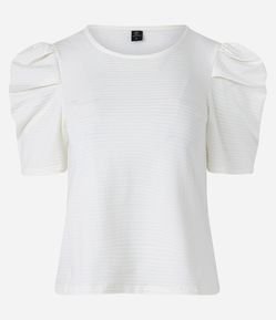 Blusa Texturizada em Algodão com Mangas Bufantes