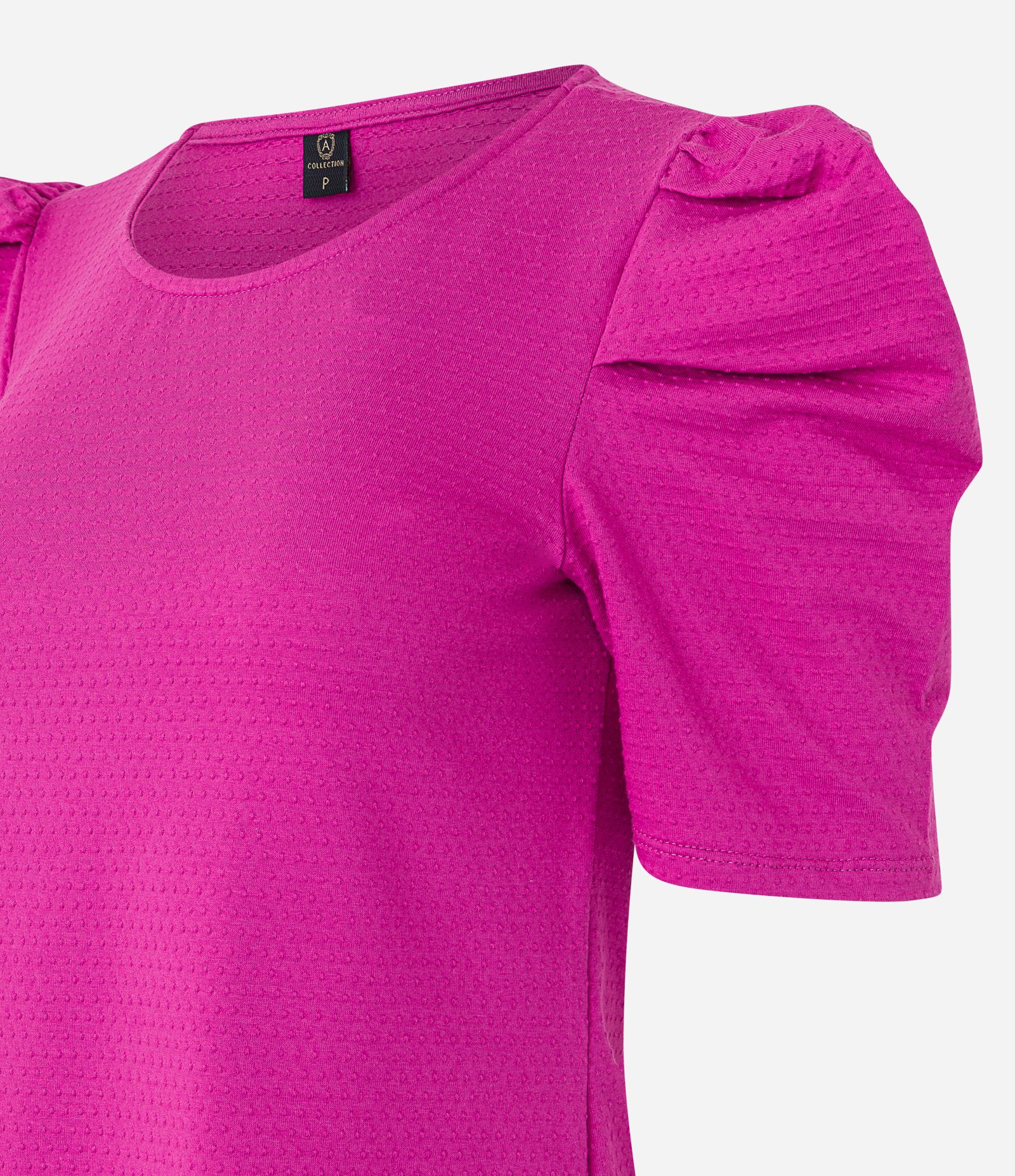 Blusa Texturizada em Algodão com Mangas Bufantes Rosa 6