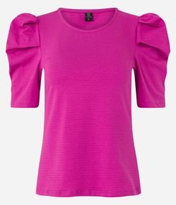 Blusa Texturizada em Algodão com Mangas Bufantes