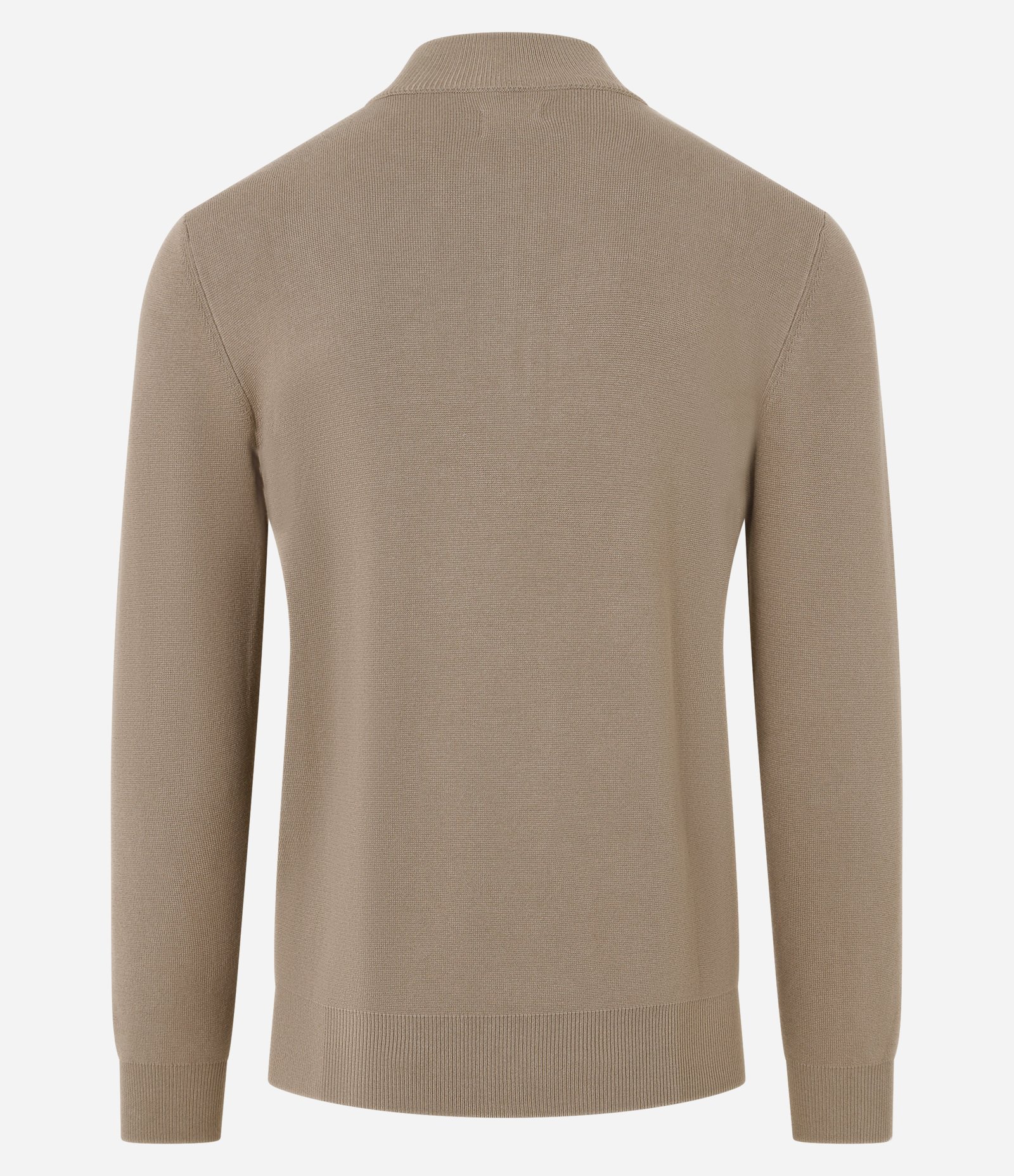 Suéter Comfort em Viscose Texturizada com Gola Alta e Zíper Bege 7