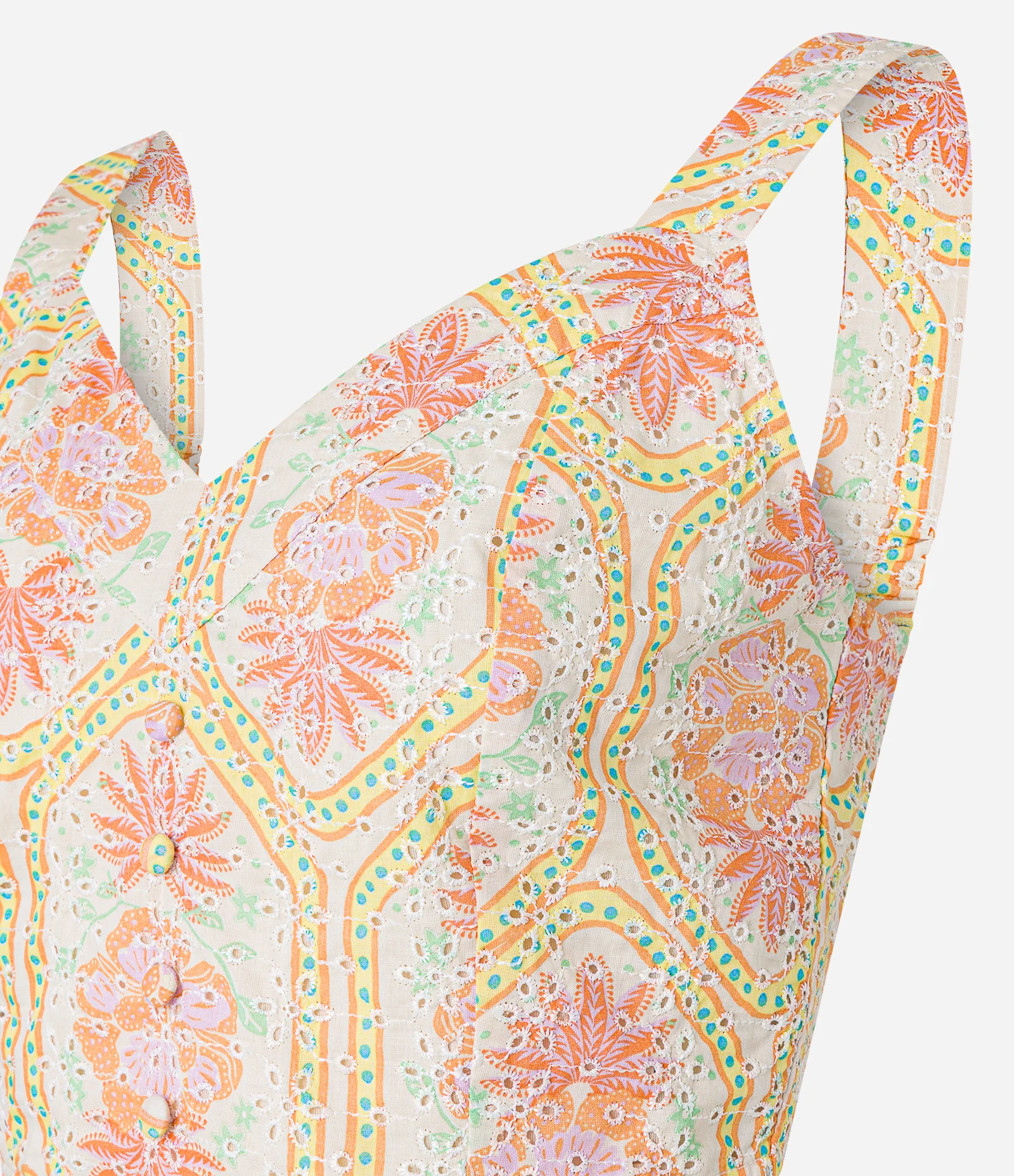 Blusa de Alça em Laise com Estampa Floral e Lastex nas Costas Branco 2