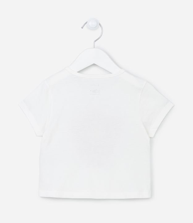 Camiseta Infantil em Meia Malha Estampa de Flor com Glitter - Tam 1 a 5 Anos Branco 2