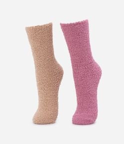 Kit 02 Meias Cano Alto em Chenile