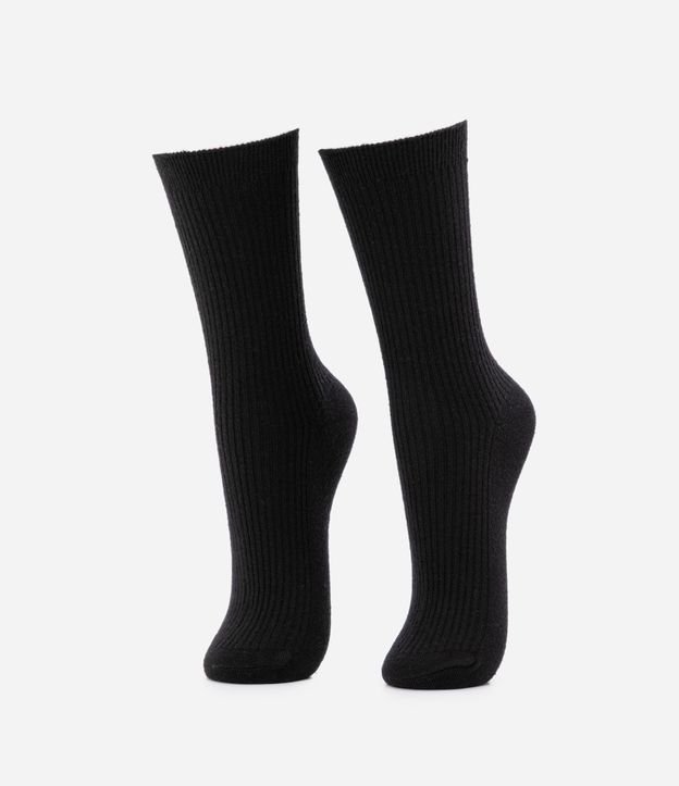 Kit 02 Meias Cano Alto Sem Costura Texturizada