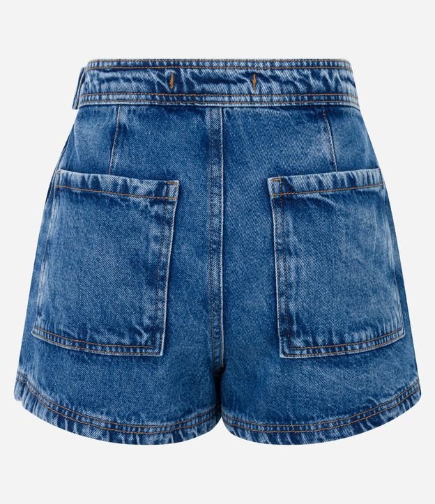 Short Saia Jeans com Transpasse Frontal e Abotoamento Azul 6