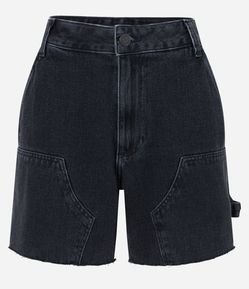 Bermuda Alongada Jeans com Recortes Laterais