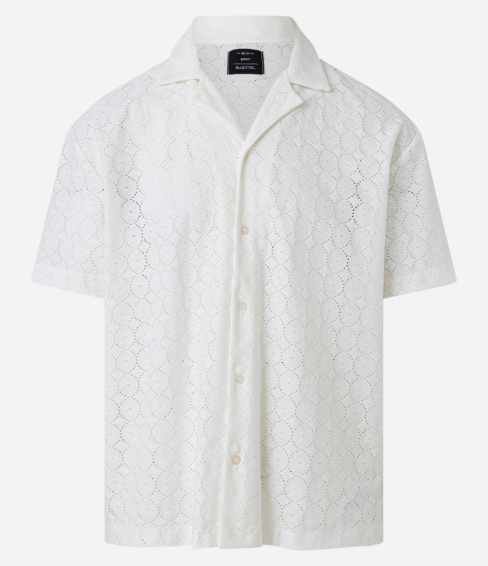 Camisa Boxy em Malha com Bordado e Vazadinhos Branco 6