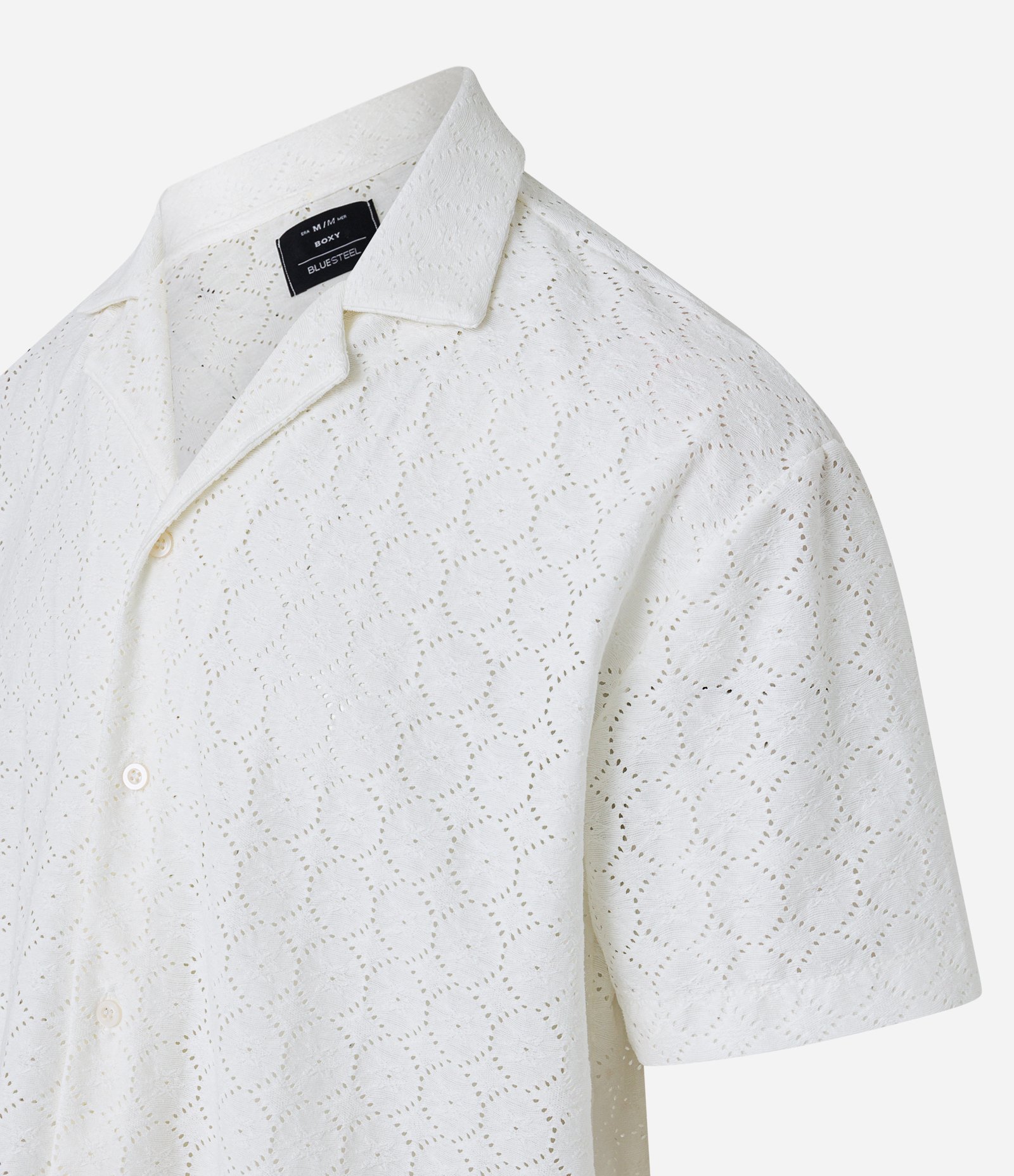 Camisa Boxy em Malha com Bordado e Vazadinhos Branco 7