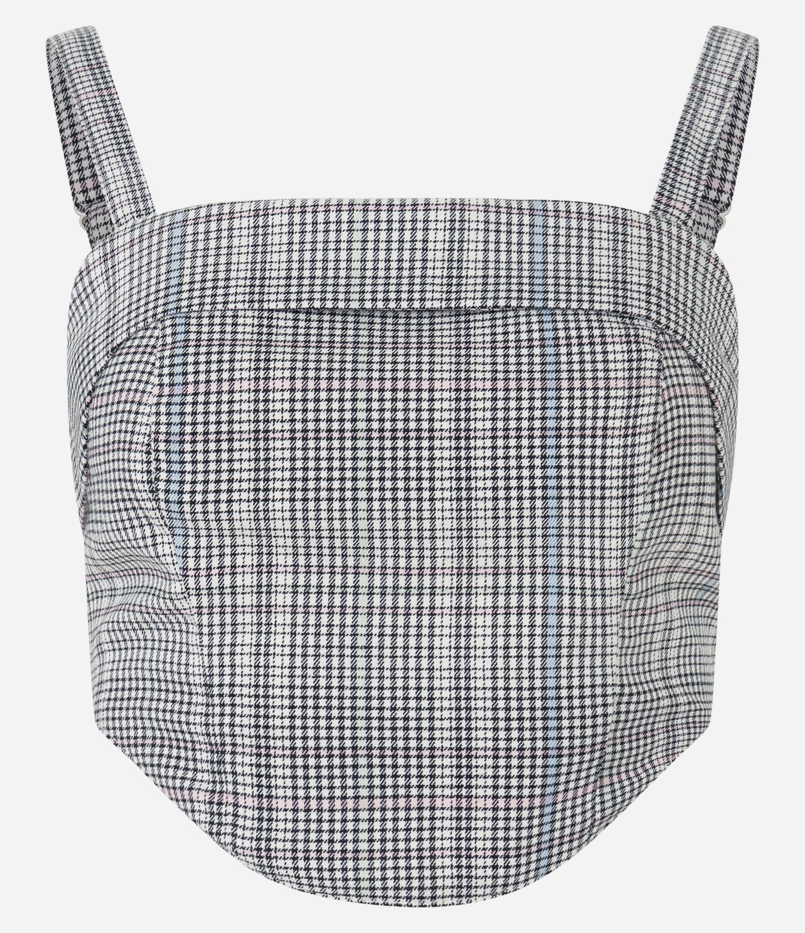 Blusa de Alça Cropped com Estampa Xadrez e Zíper nas Costas Cinza 5