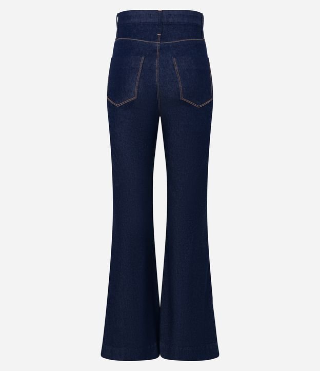 Calça Flare em Jeans com Recorte na Perna Azul 6