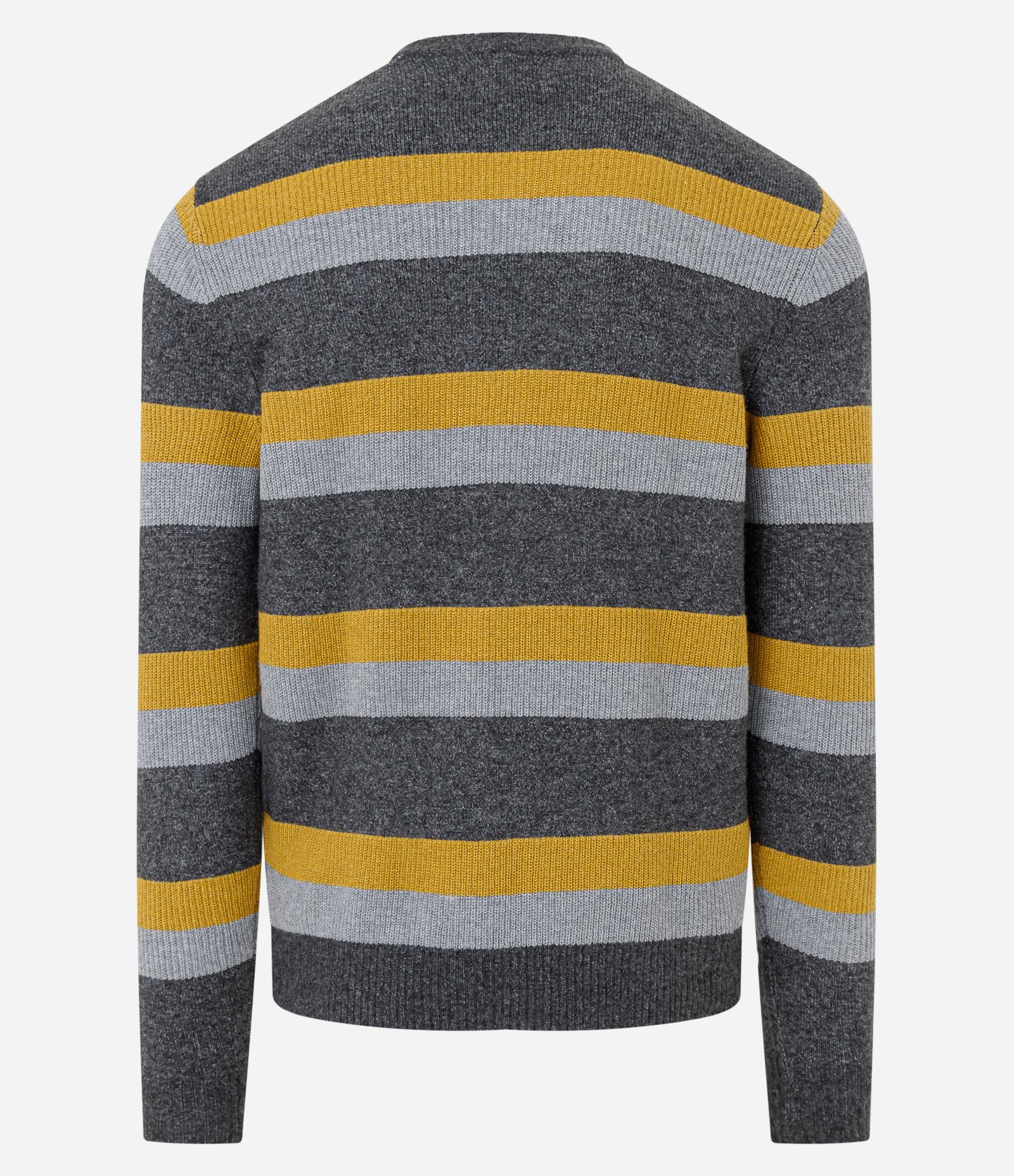 Suéter em Tricô com Estampa Listrada Cinza/ Amarelo 9