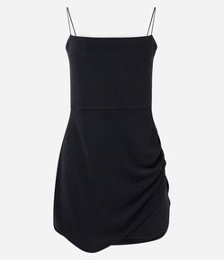 Vestido Curto em Meia Malha com Alcinha Fina Barra Assimétrica e Brilhos