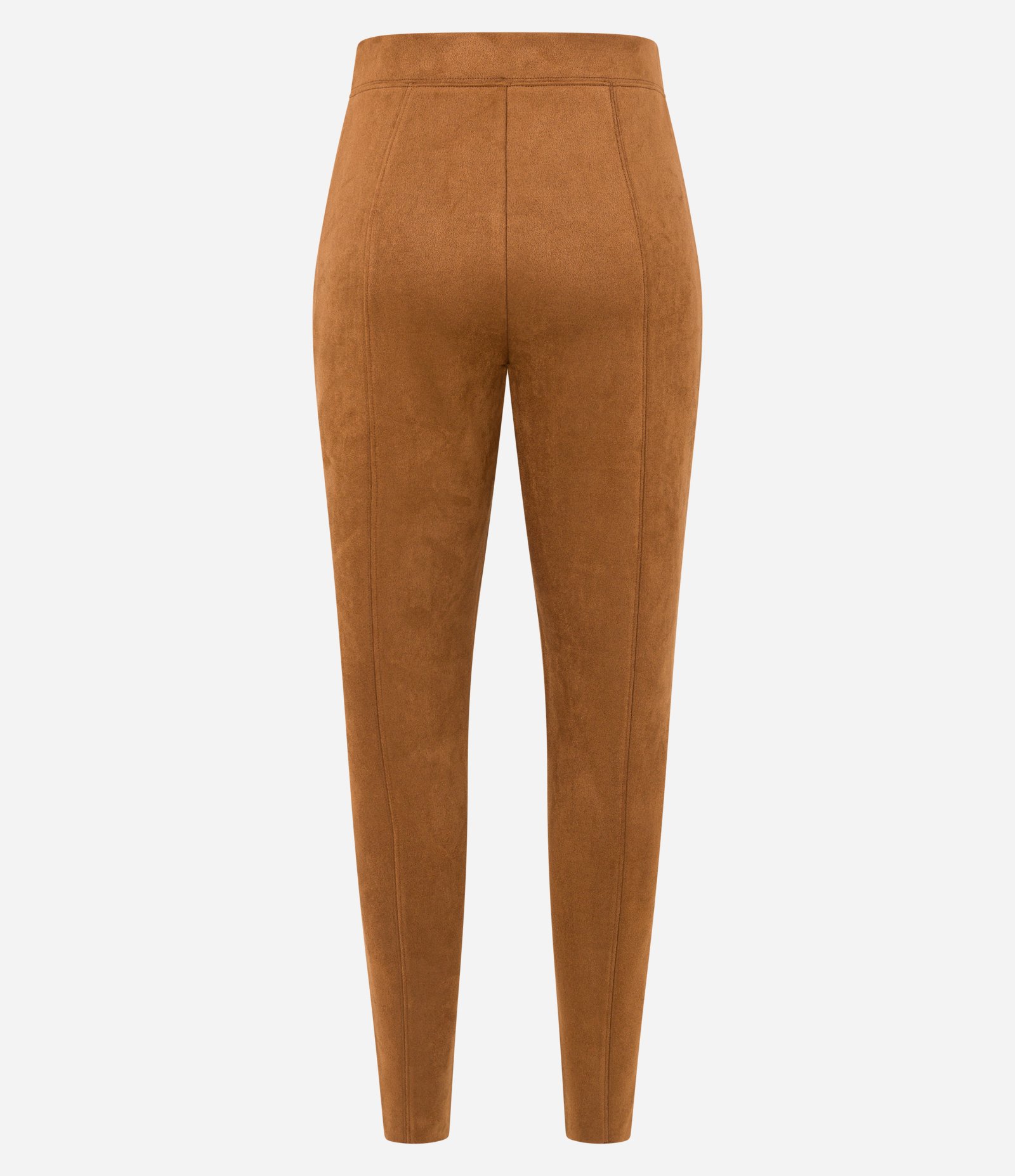 Calça Legging em Material Sintético com Recortes Verticais Marrom 7