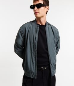 Jaqueta Bomber em Poliamida com Bolsos Fusionados