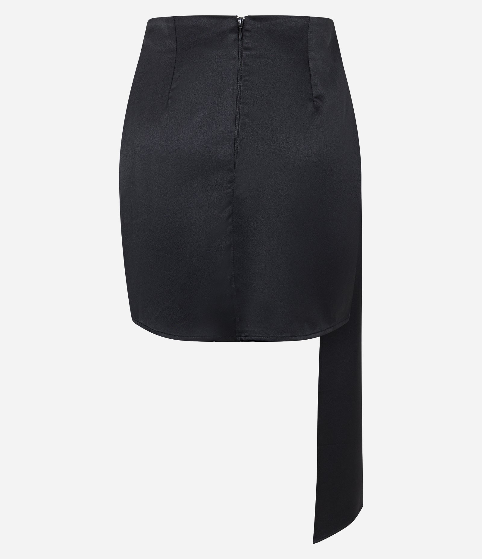 Saia Curta Acetinada Transpassada com Faixa Lateral Preto 6