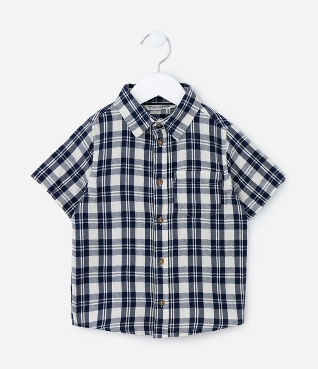 Camisa Infantil em Flanela Estampa Xadrez com Bolsinho - Tam 1 a 5 anos
