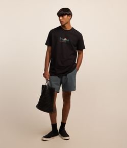 Bermuda Mescla com Cós Elástico e Amarração