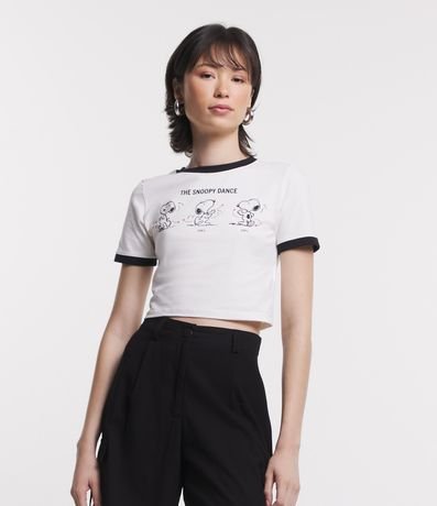 Blusa Baby Look em Meia Malha com Estampa Snoopy Menor preço em Blusa Baby Look em Meia Malha com Estampa Snoopy