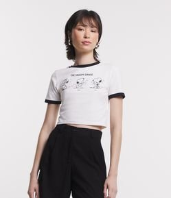 Blusa Baby Look em Meia Malha com Estampa Snoopy