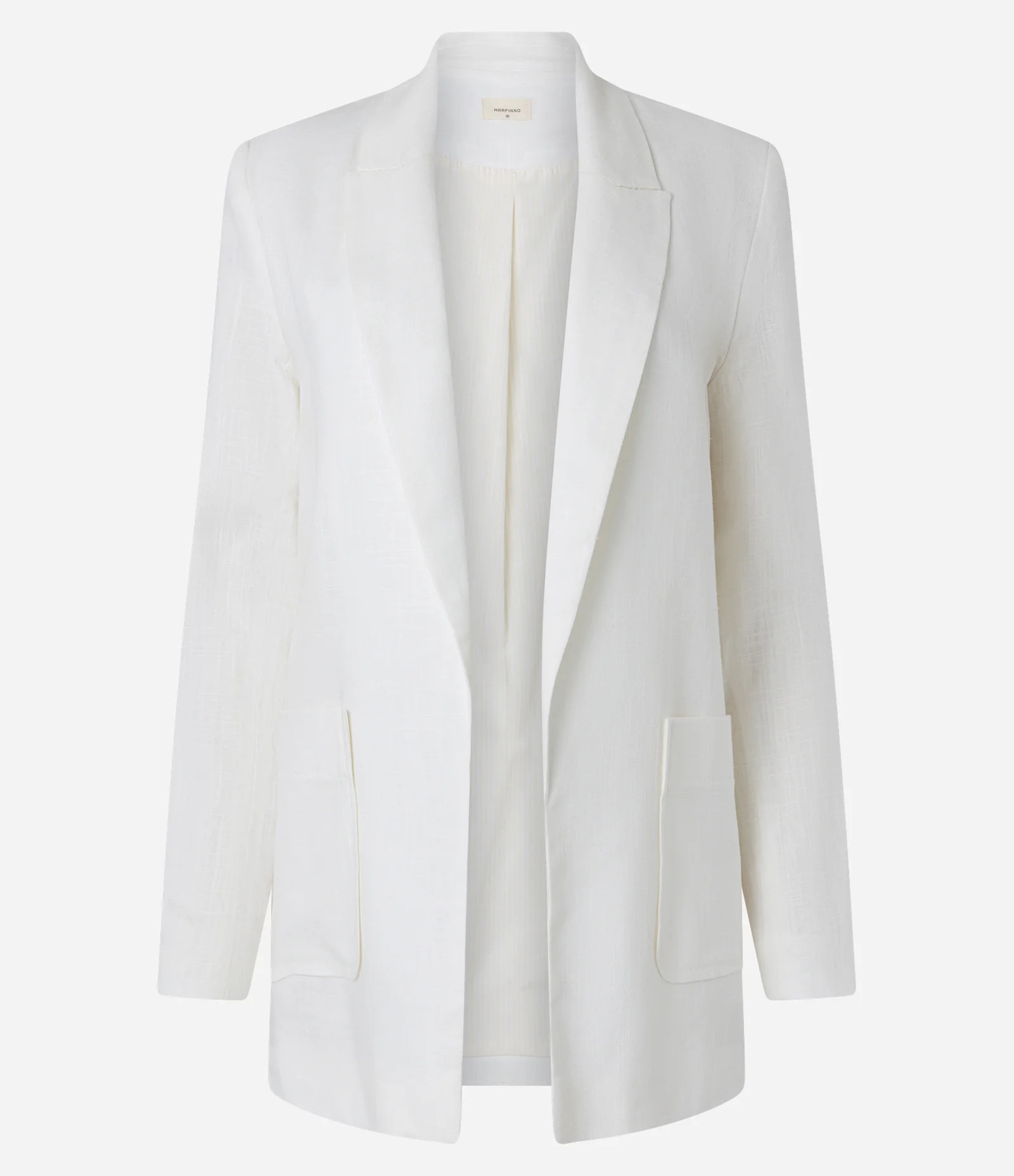 Blazer Longo em Viscolinho com Bolsos Branco 1