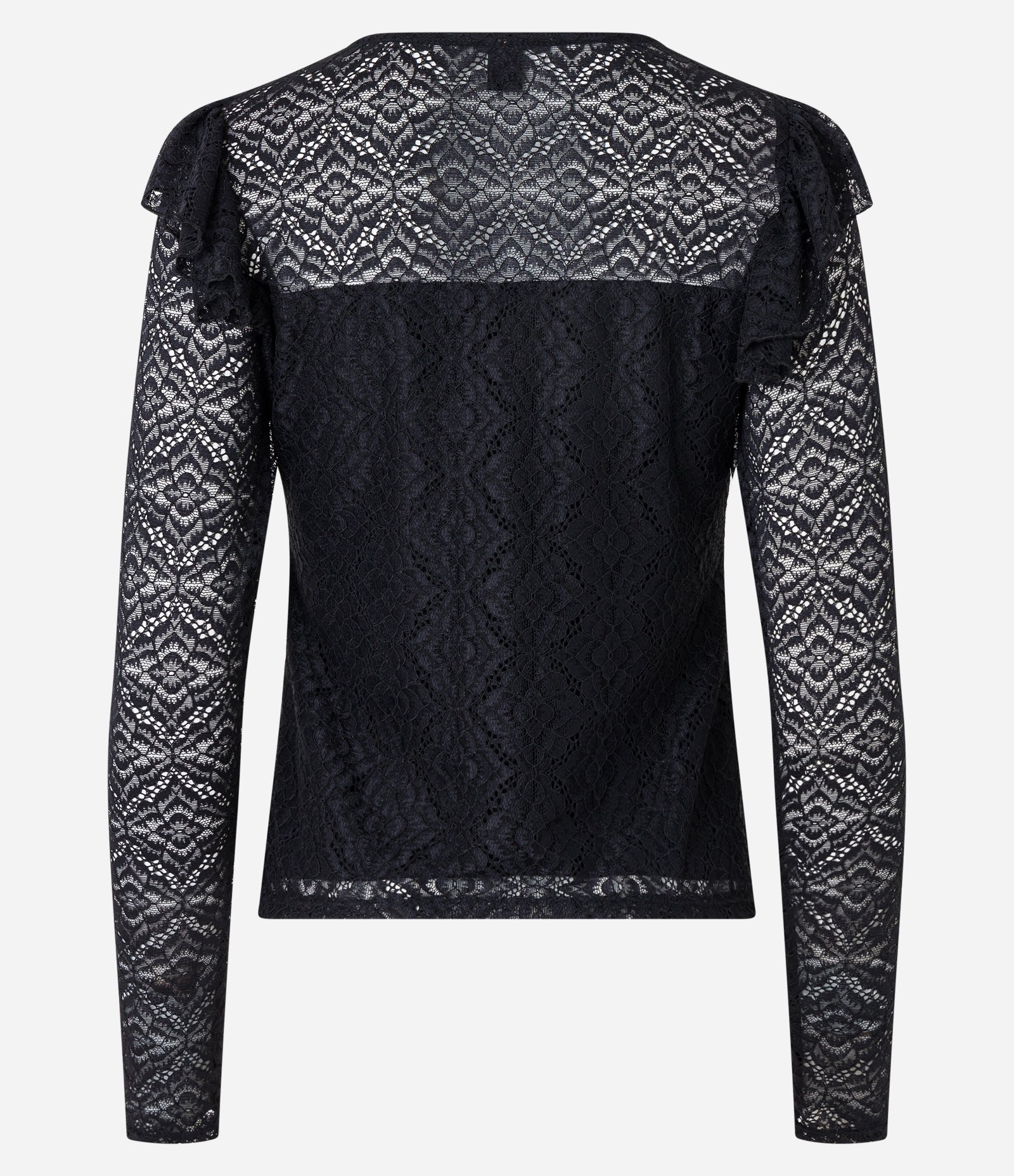 Blusa em Renda com Babado no Ombro Preto 3