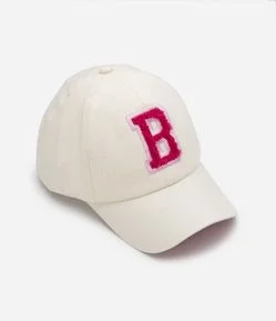 Boné Infantil com Aba Curva e Bordado Atoalhado da Letra B
