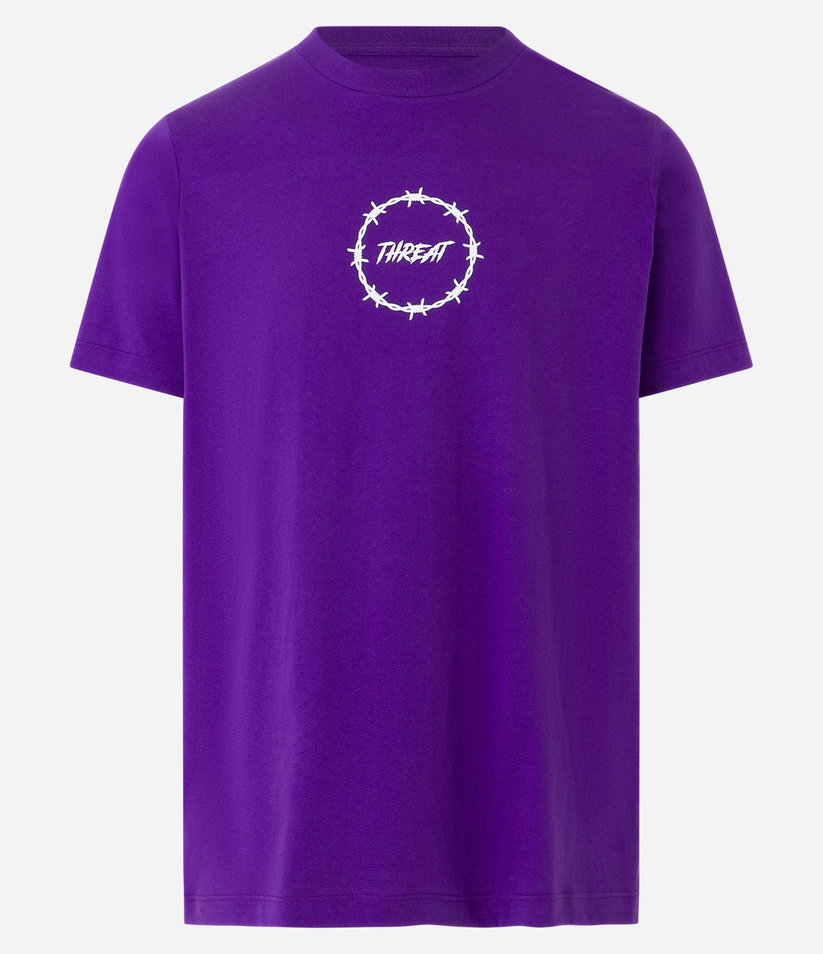 Camiseta Regular em Meia Malha com Estampa de Arame Farpado Roxo 5